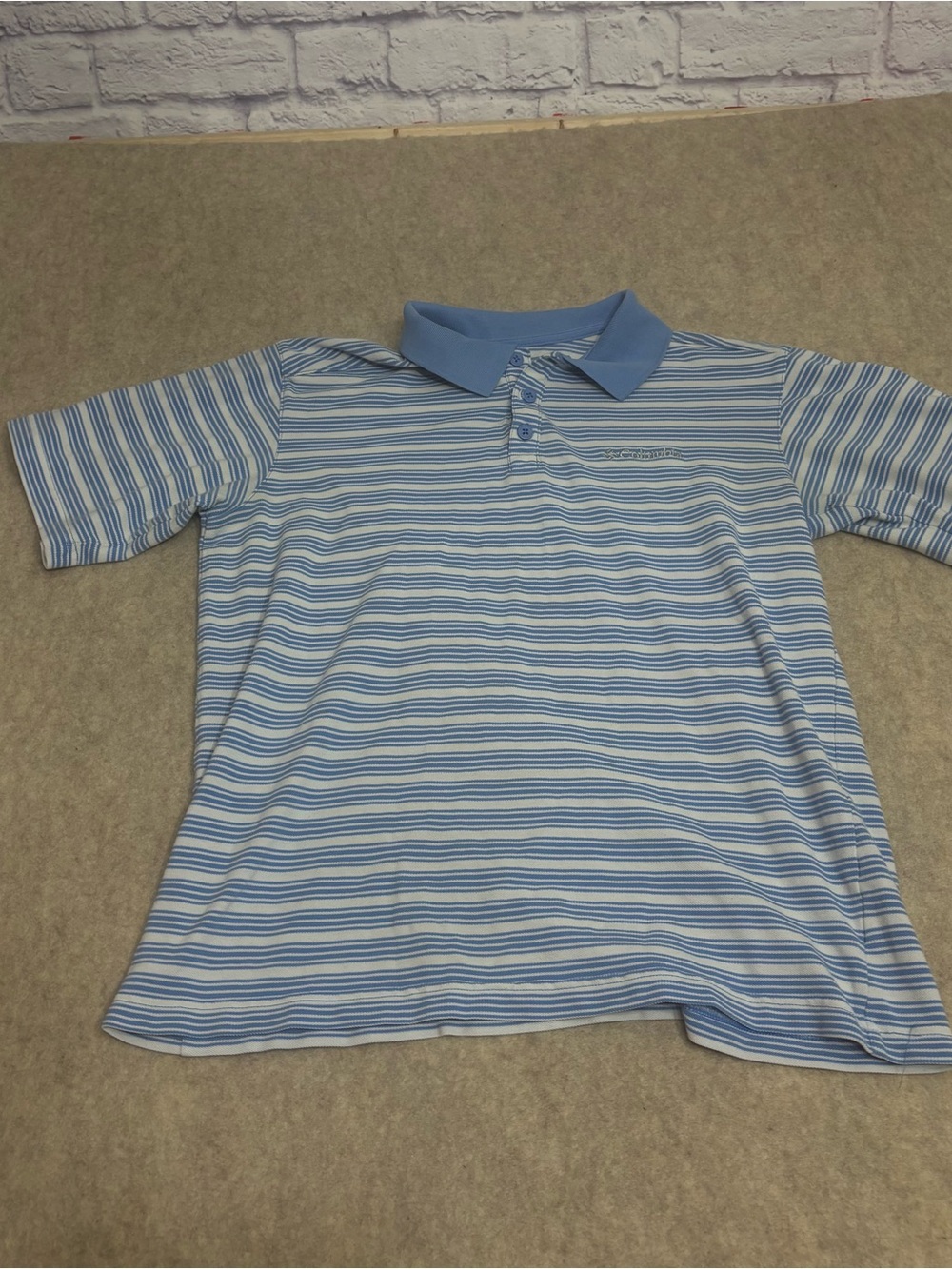 Striped Light Blue Polo Shirt size medium